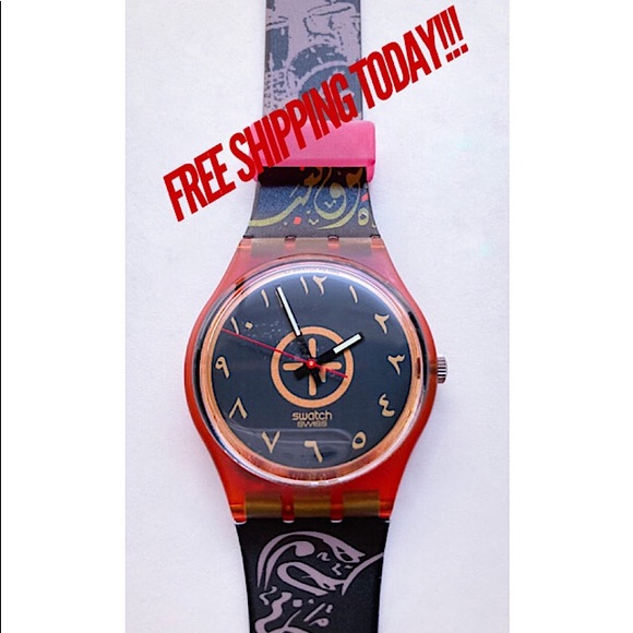 SWATCH Watch GR104 1989 Bar Oriental Arabic Letter
